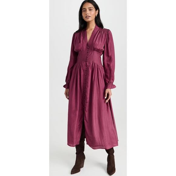 Mille Resort & Travel Scarlet Wine Red Silk Romantic Low Waist Xsmall dress NEW - Picture 1 of 7